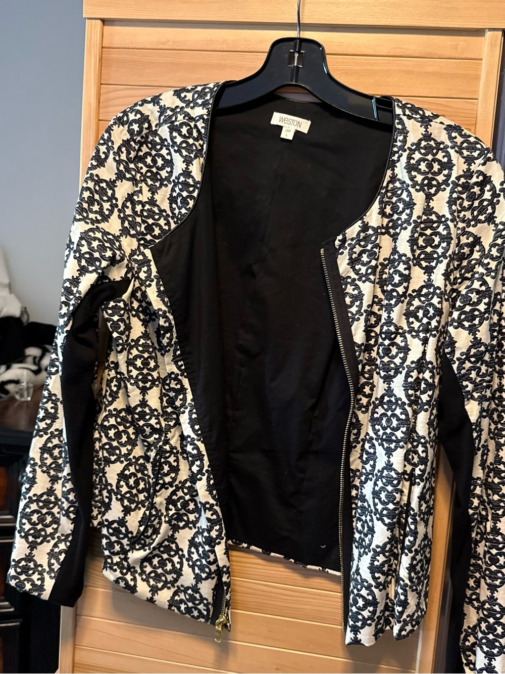Weston Wear Black and White Patterned Zip Jacket